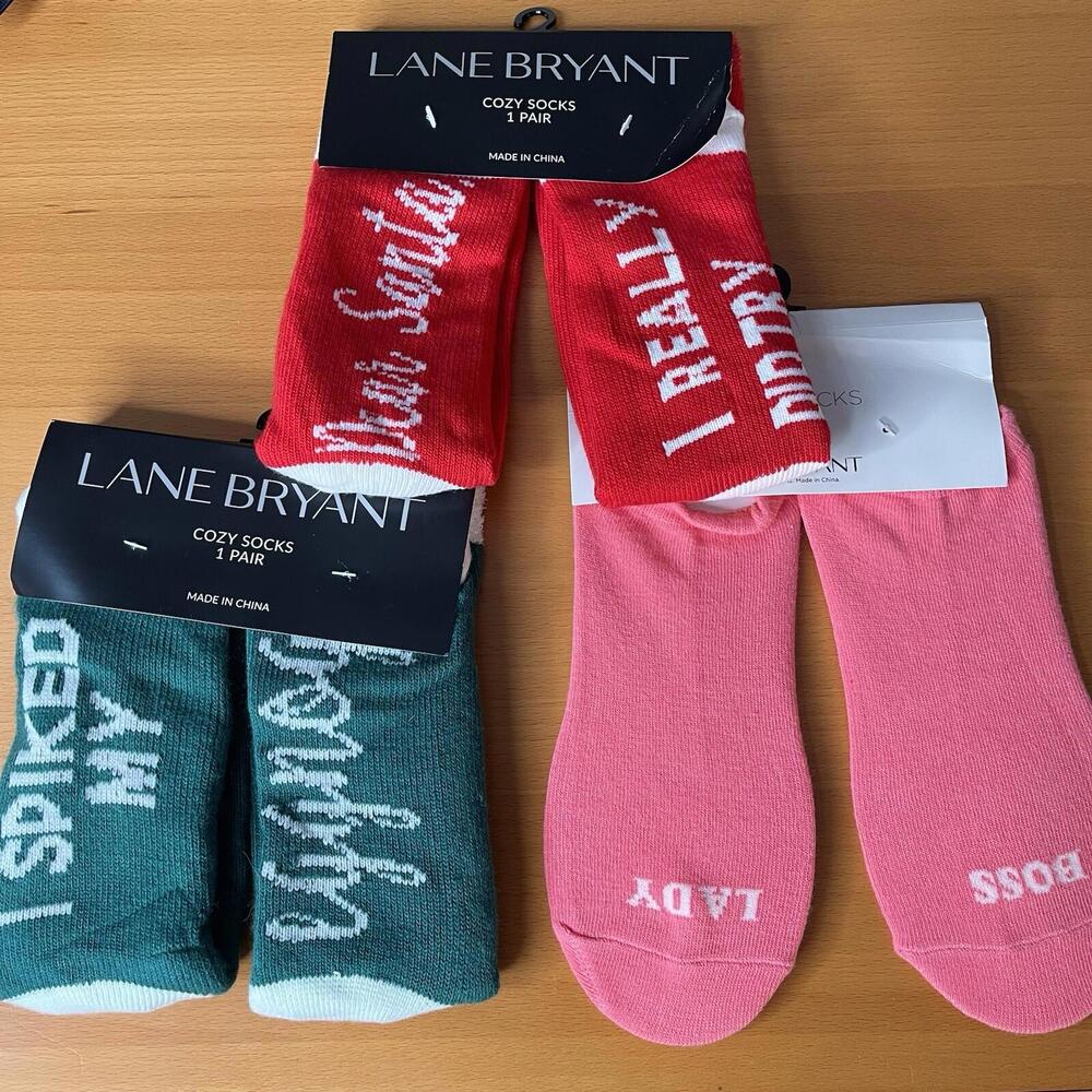Lot of 3 Lane Bryant Cozy Socks Womens Multicolor Patterned Stretch Super Soft